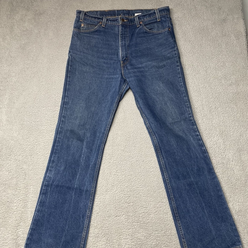 Vintage 90s Levis Jeans Mens 36x34 Blue Denim 517 Boot Cut Orange Tab Made M USA